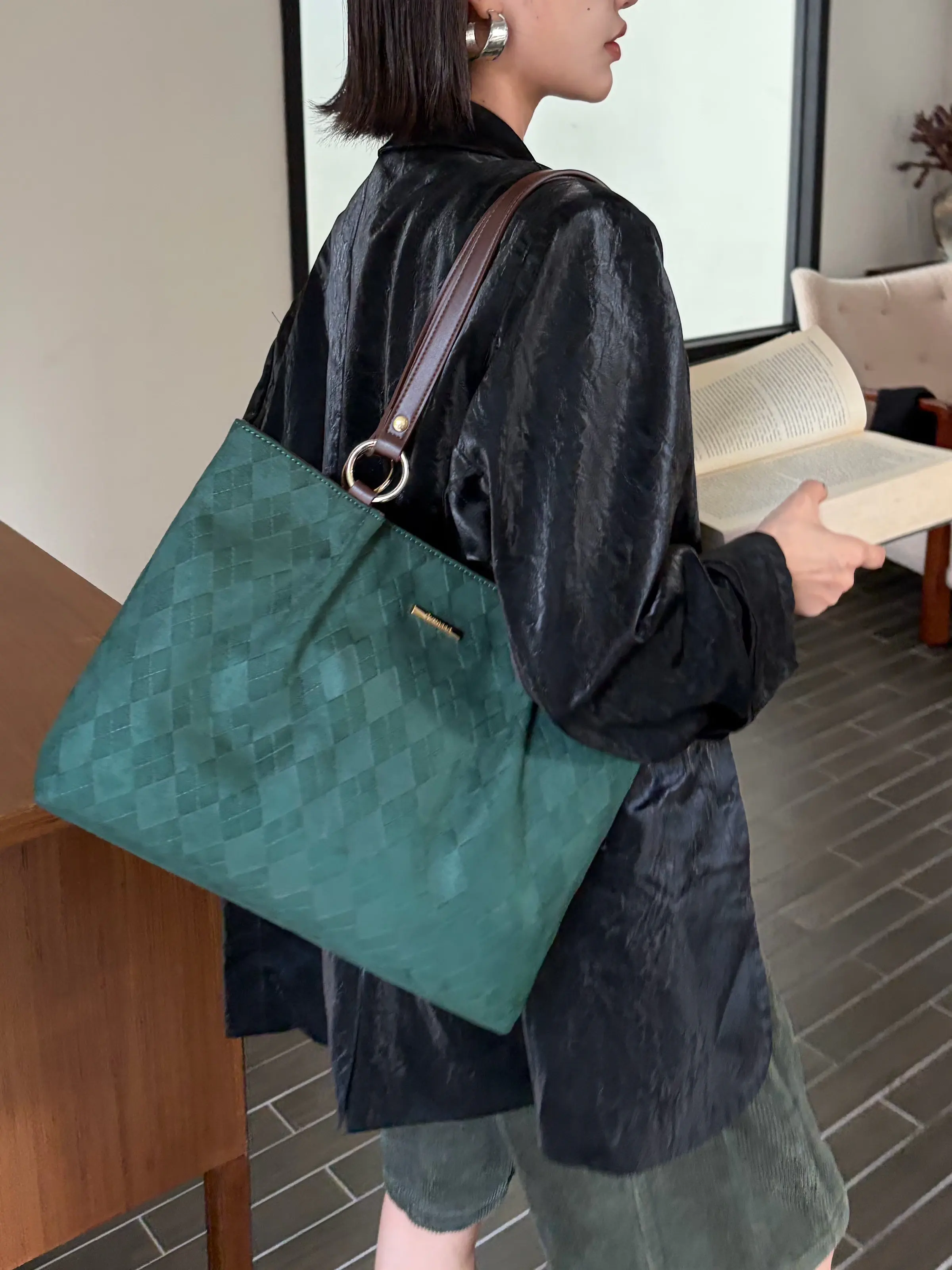 Vera Forest Green Tote Bag — view 10