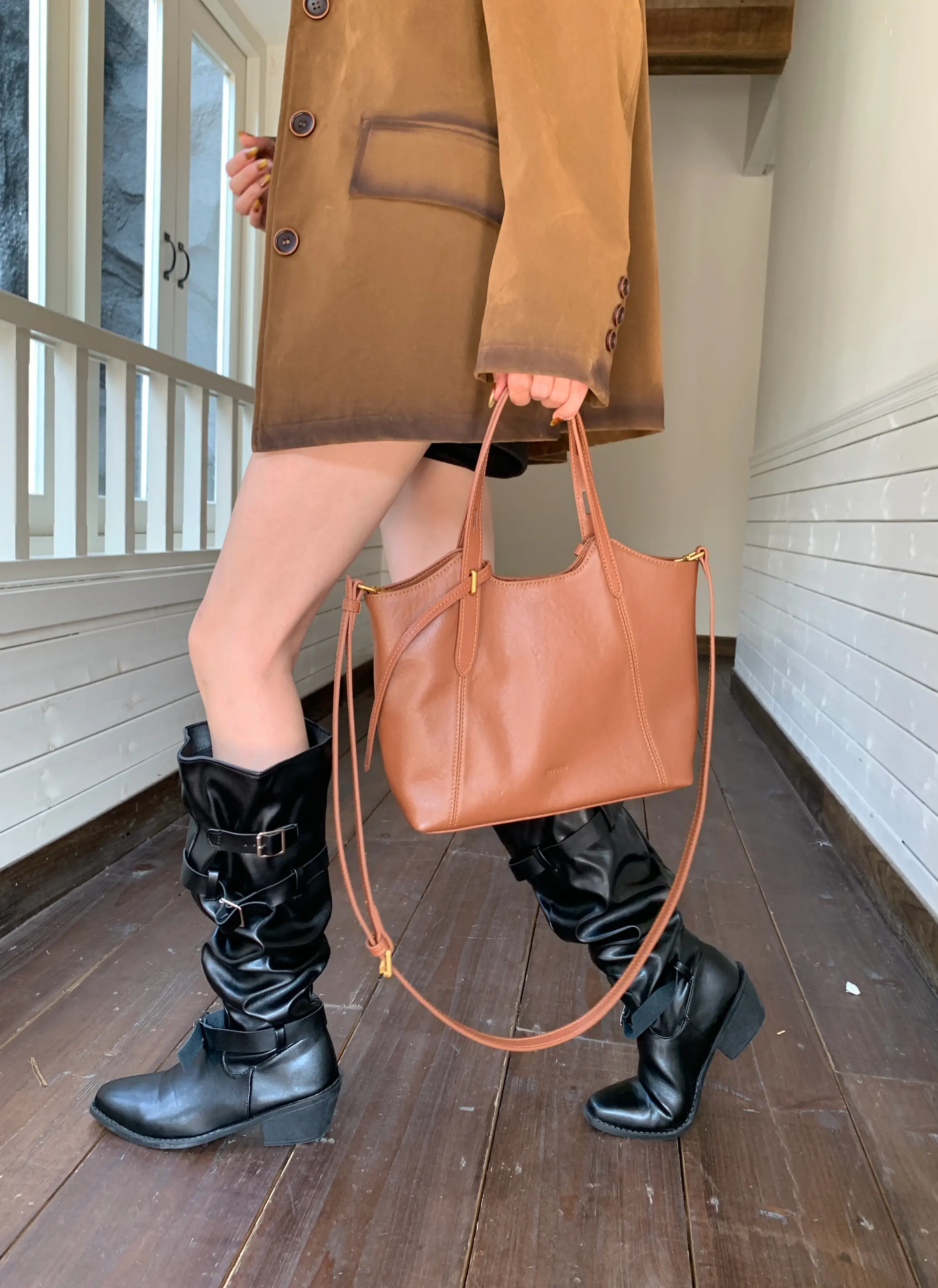 Nora Cognac Tote Bag — view 12