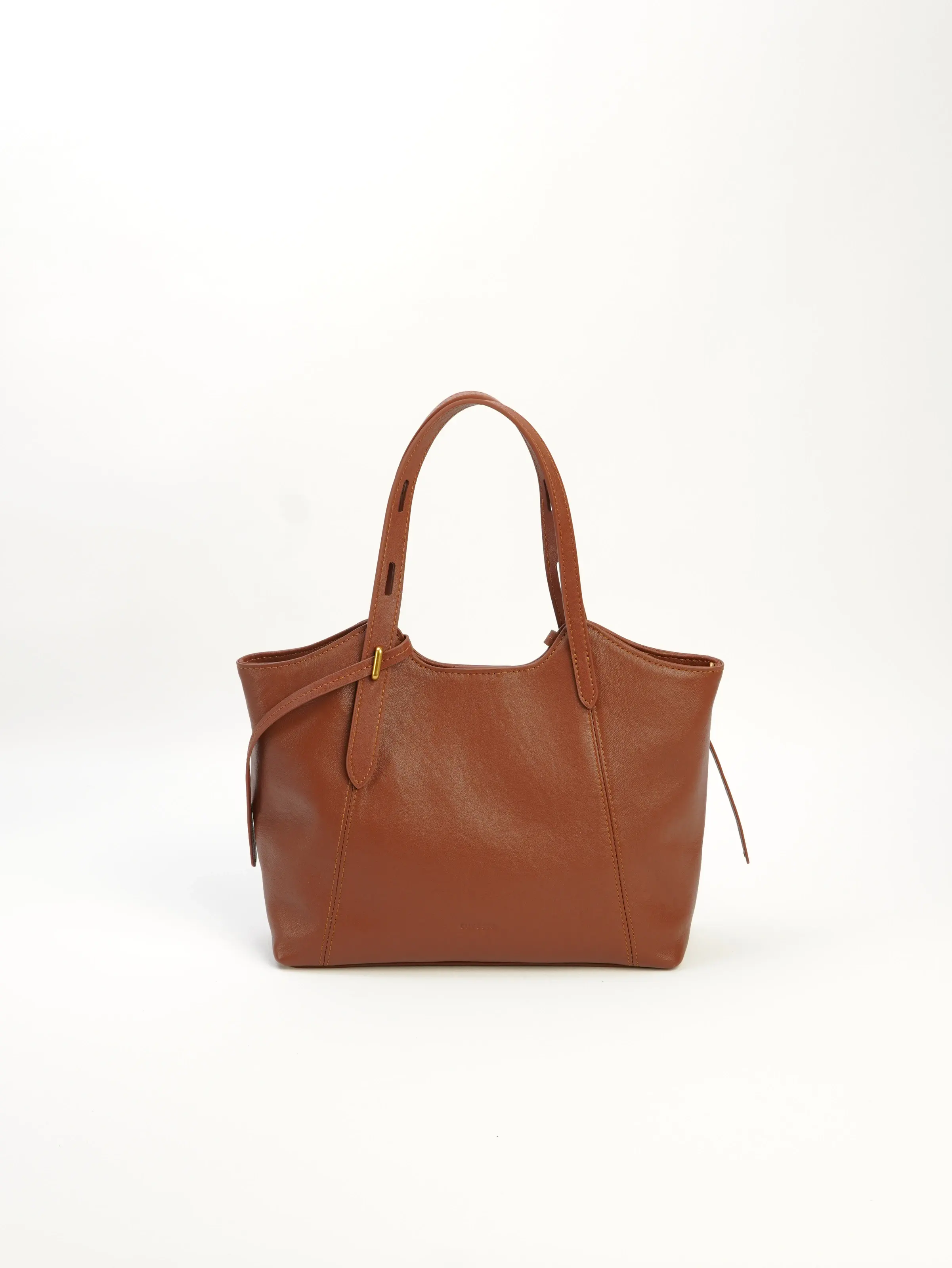 Nora cognac tote bag front view